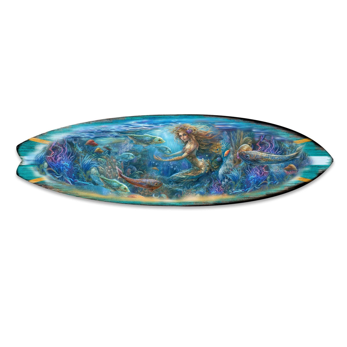 Mermaid Kingdom Surfboard Coastal Wall Art by G. DeBrekht - Coastal Holiday Decor - 8490115HS