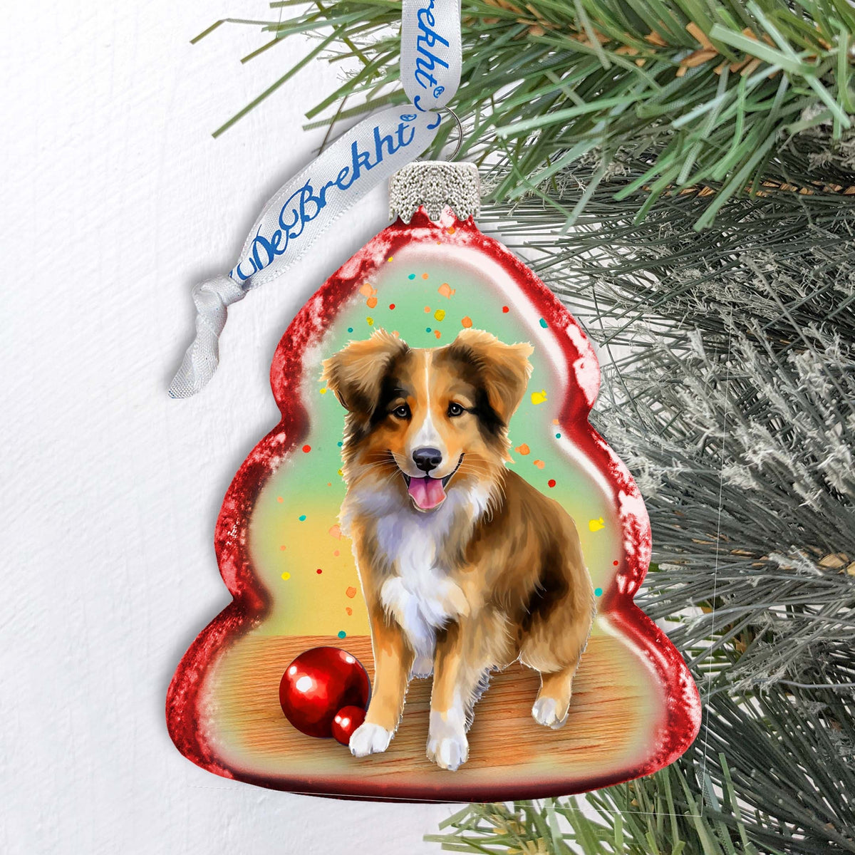 Christmas Ornaments - Playful Dog Keepsake Glass Ornaments by G. Debrekht - Christmas Decor - 777403