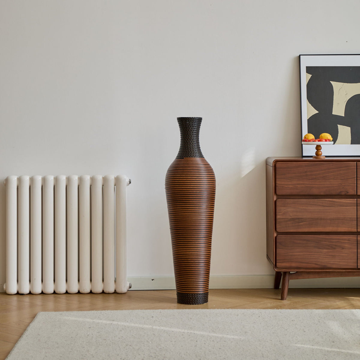 Tall Standing Designer Floor Vases With Elegant 2 Tone Finishes Ideal For Decorating Living Rooms, Bedrooms, Entryways Perfect For Decorating Your Home - Black / Gray