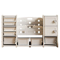 Kids Toy Storage Organizer With 8 Removable Toy Bins, 4 Tier Bookshelf, And 2 Cabinet Storage - Gray / Ivory