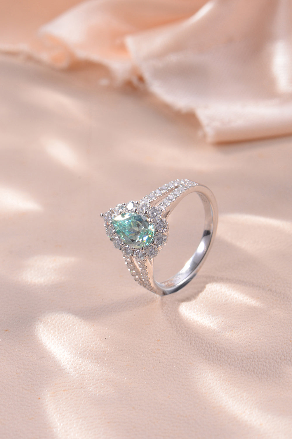 1 Carat Pear Cut Blue Pear-Cut Sparkala™ Platinum Over Pure Sterling Silver Ring