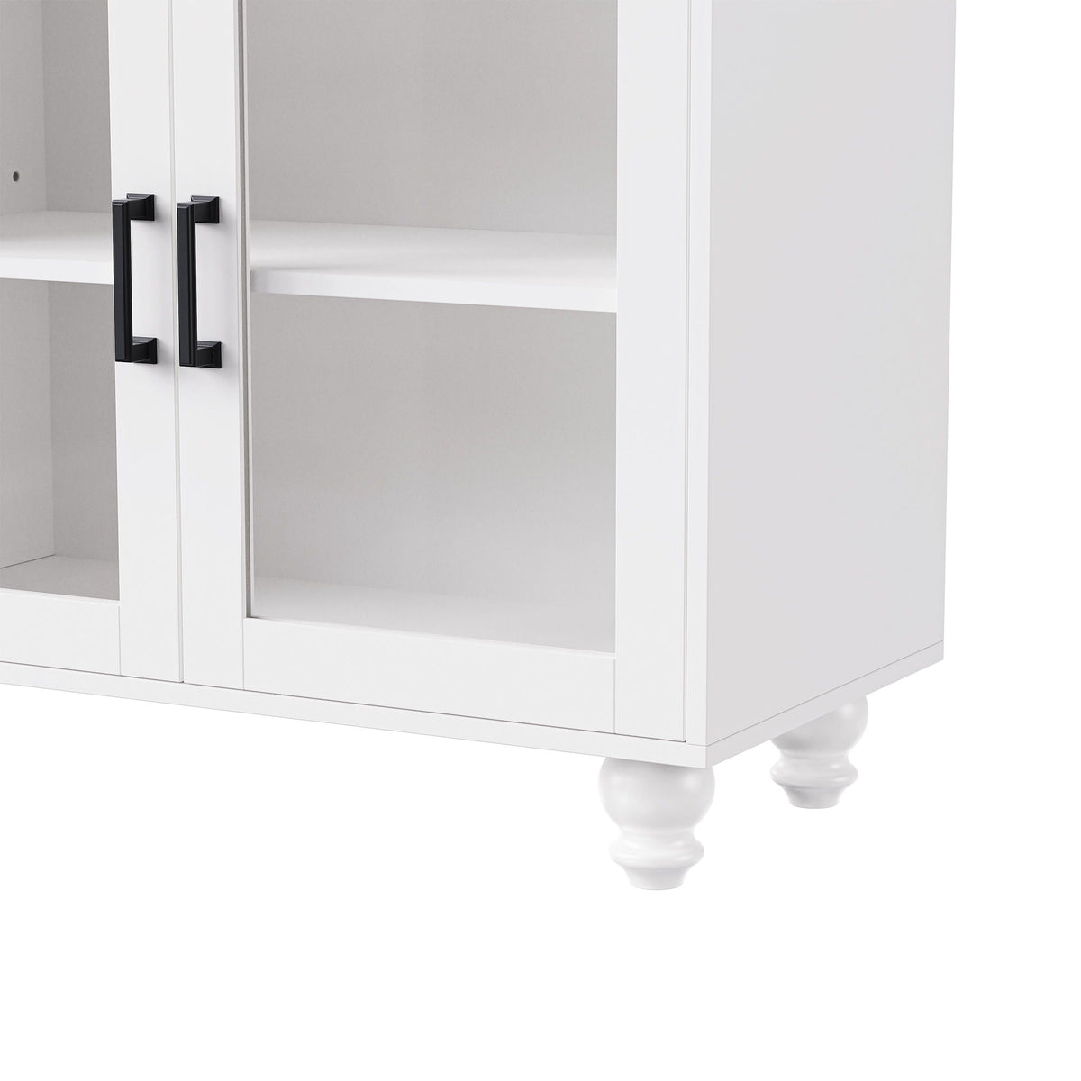 Farmhouse TV Stand With Solid Wood Gourd Shaped Legs For TVs Up To 70"