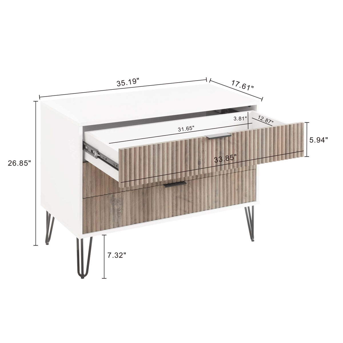 Dumbo - Fluted Dresser - Gray / White