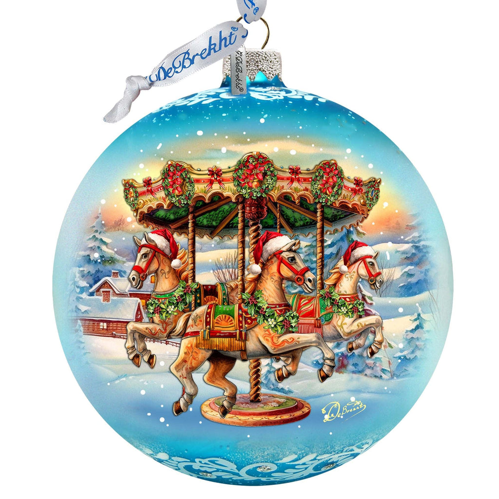 Winter Carousel Lg Glass Ornament by G.Debrekht - Christmas Holiday Decor - 73950