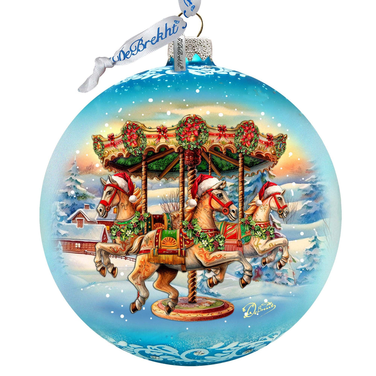 Winter Carousel Lg Glass Ornament by G.Debrekht - Christmas Holiday Decor - 73950
