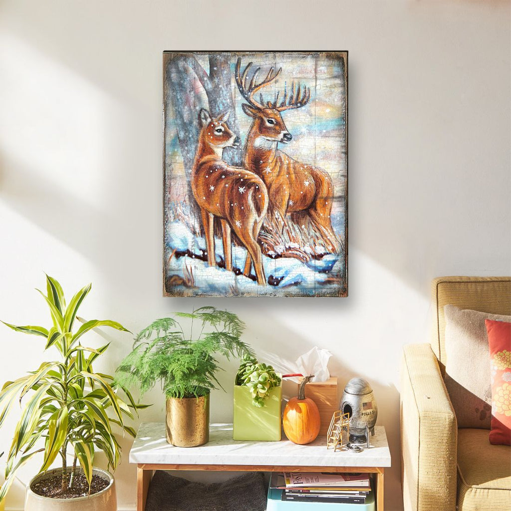 Schmid Deer's Art Wooden Wall Art by Nature Wonders - Nature Wildlife Decor  - 95212B