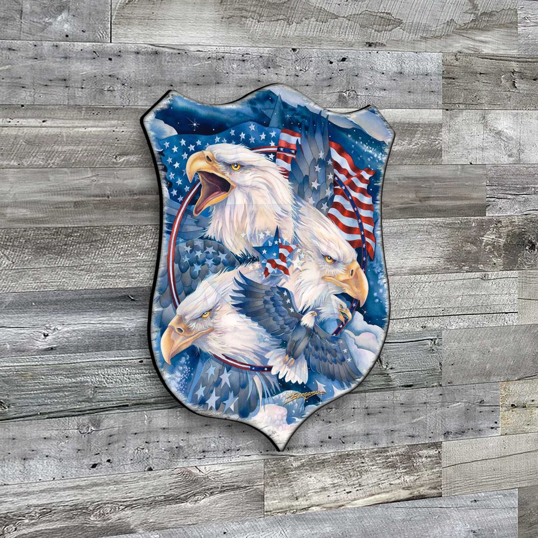 Allegiance Patriotic Eagles Wall Art by J. Bergsma - Wildlife Holiday Decor - 8591730W-JB