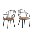 Industrial Inspired Upholstered Dining Chair Set With Metal Legs (Set of 2) - Brown