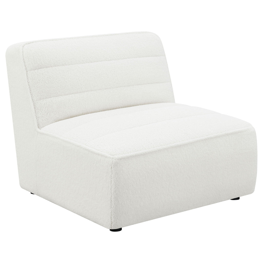 Bonnie - Upholstered Armless Chair With Channel Tufting - Ivory