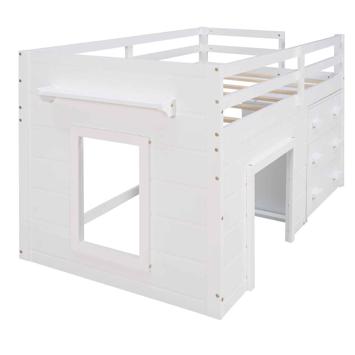 Loft Bed With Cabinet And Shelf