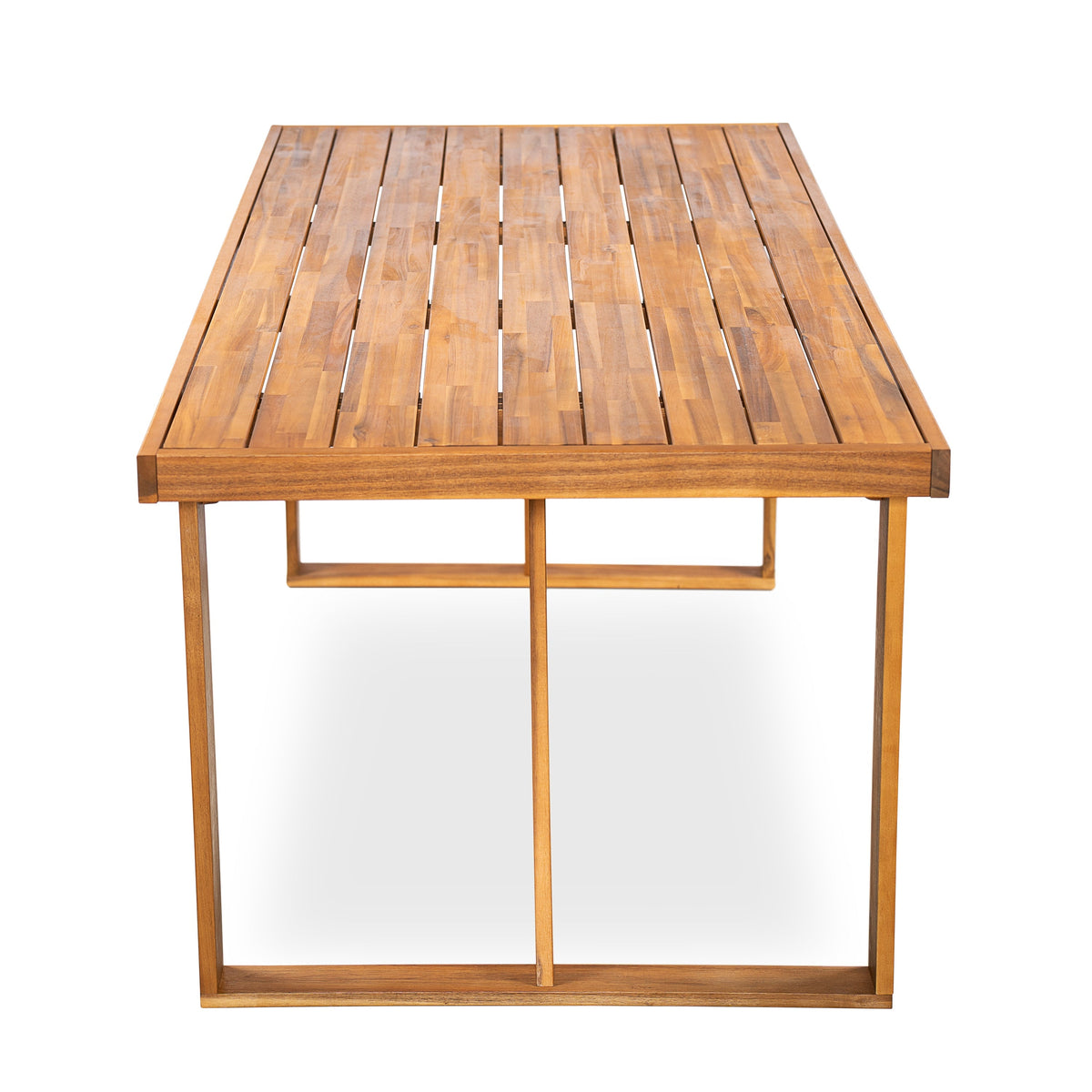 7 Pieces Acacia Wood Outdoor Dining Set with Blue Cushions