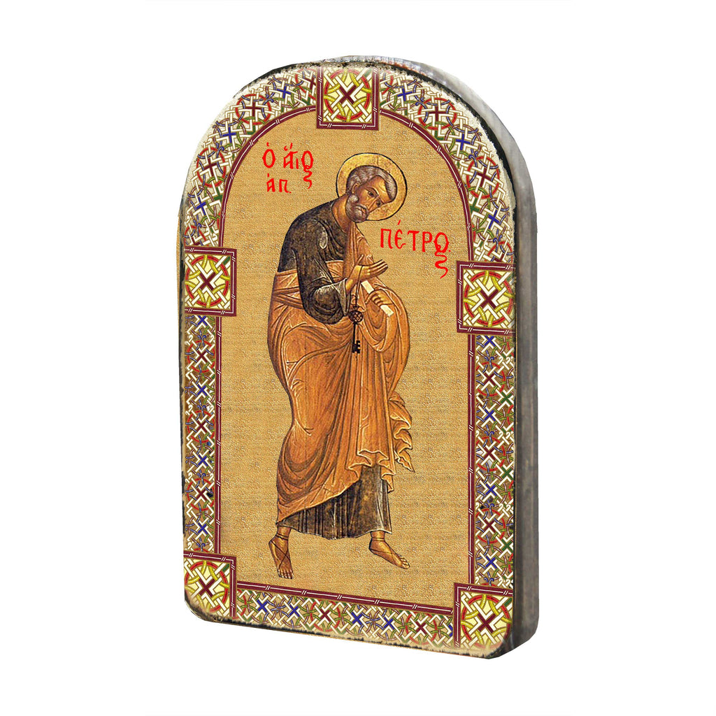 Saint Peter Wooden Gold Plated Religious Christian Sacred Icon - Inspirational Icon Decor - 86042