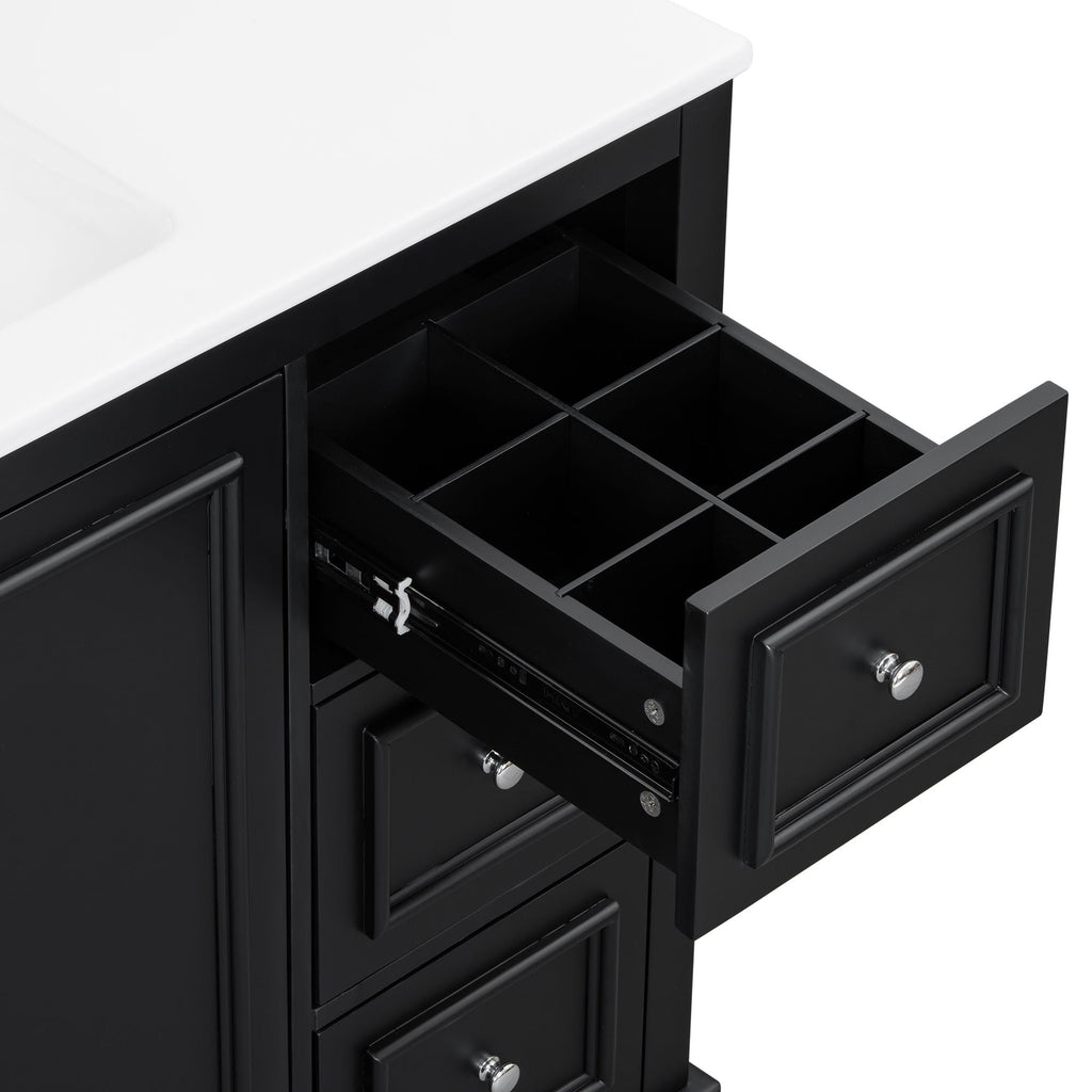 Bathroom Vanity With Sink, Soft-Close Doors, Adjustable U-Shelf, 3 Drawers