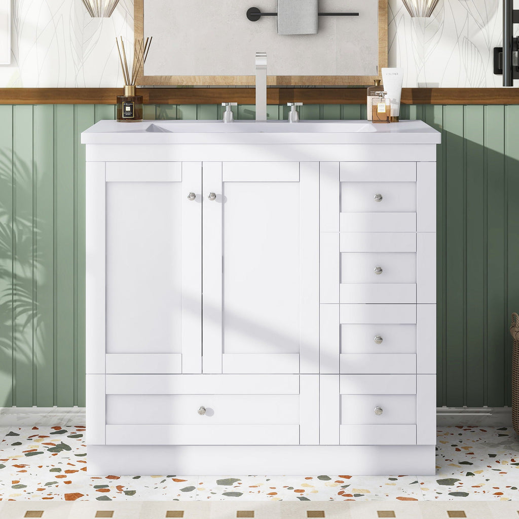 Shaker Free Standing Bathroom Vanity Cabinet With Sink, Soft Close Drawers, Soft Close Doors