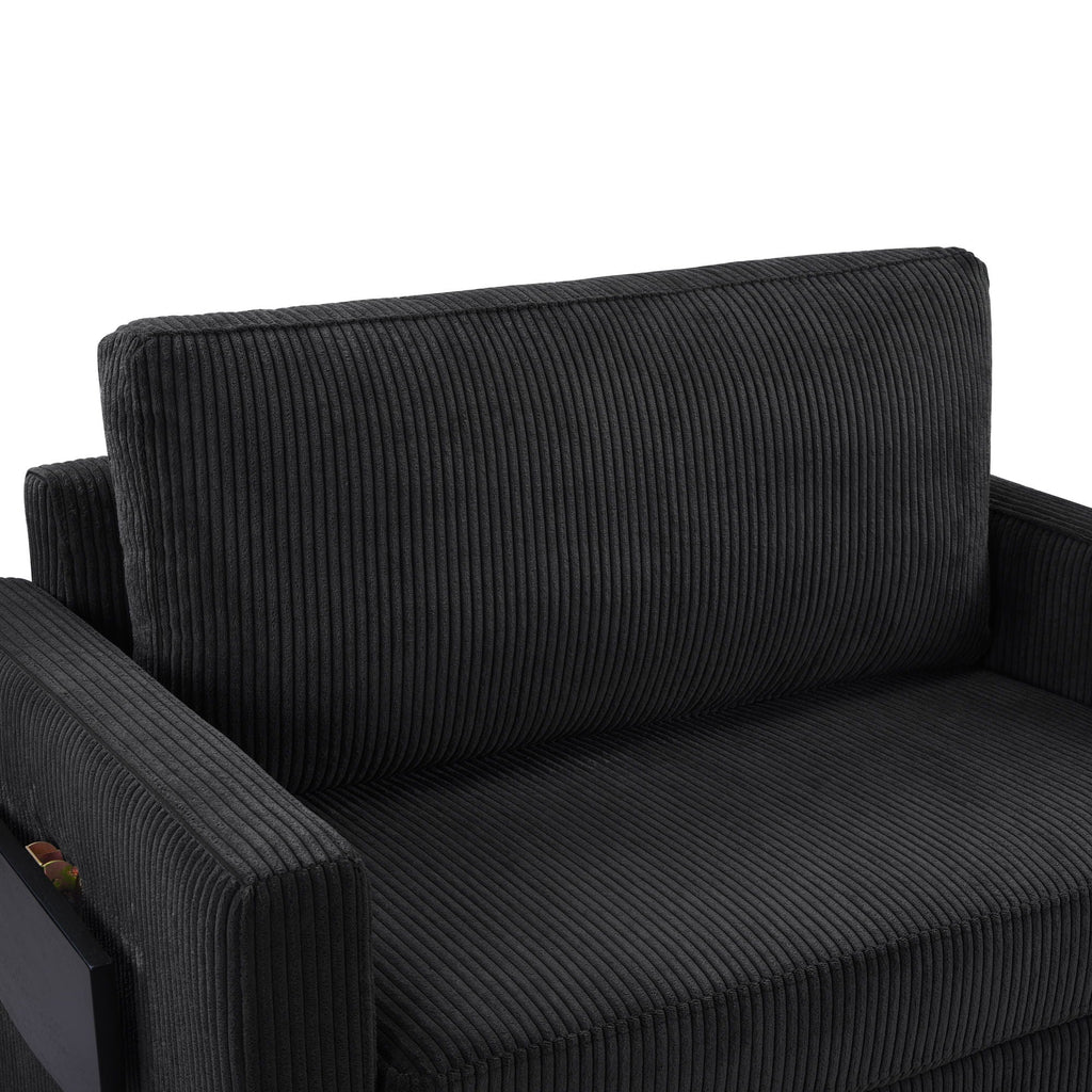 Sleeper Sofa With Foldable Mattress, USB Ports, Side Table & Storage Pocket