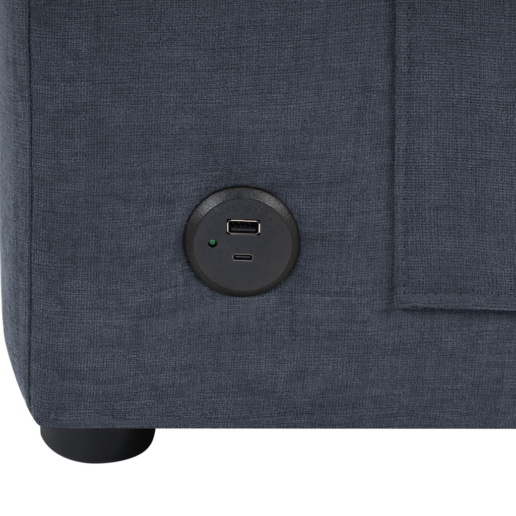 Modern L-Shaped Sectional Sofa With Curved Chaise, USB Ports, And Side Storage Pockets