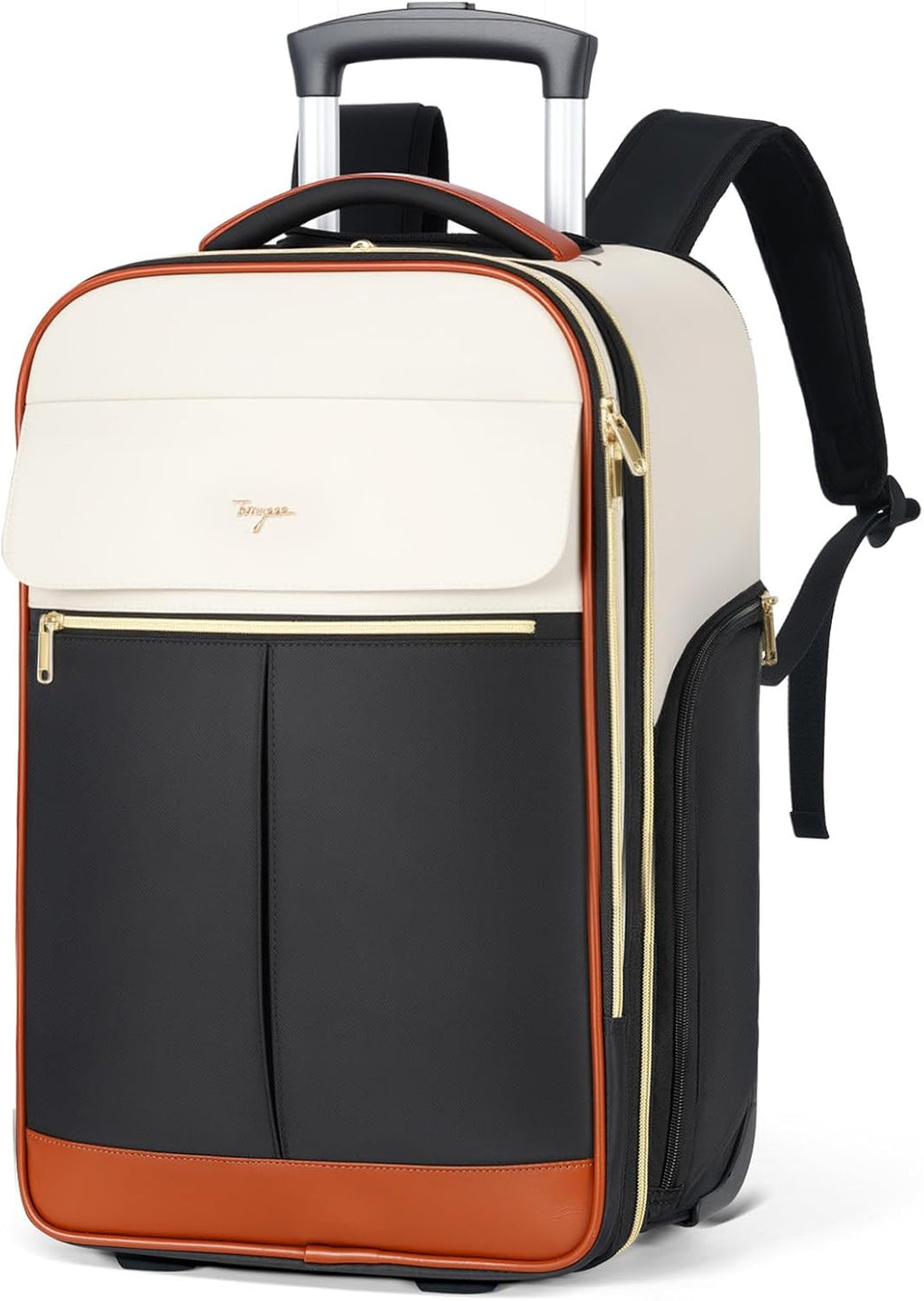 Rolling Backpack for Women, 22 Inch Carry on Luggage Suitcase Flight Approved, X Large Roller Travel Laptop Backpack with Wheels for Overnight Weekender Bussiness Work (Beige,Xl Carry on Size)