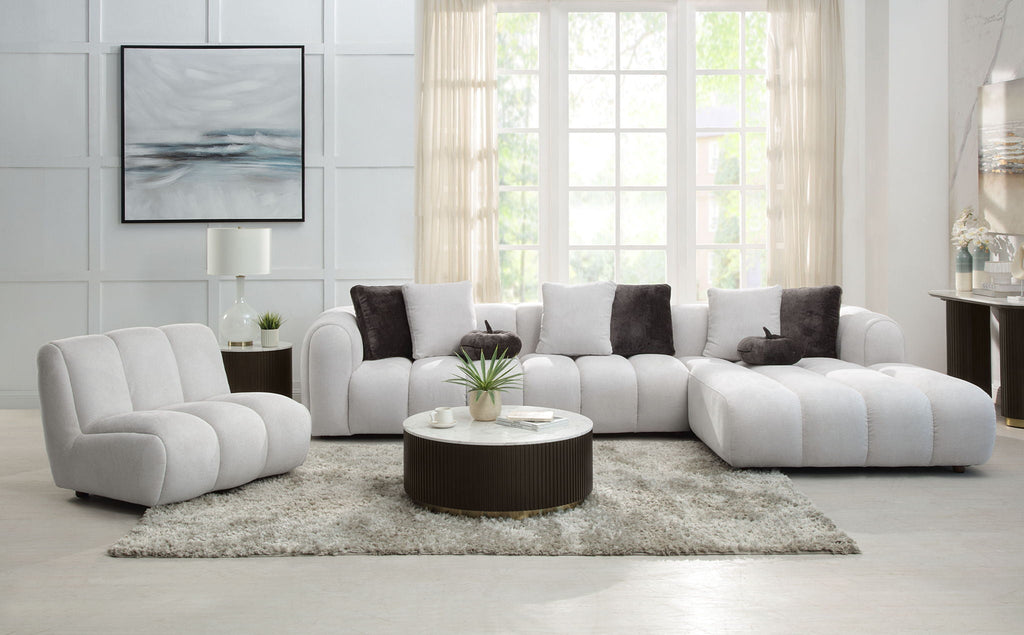 Manilla Sectional Sofa With Chair - Ivory White