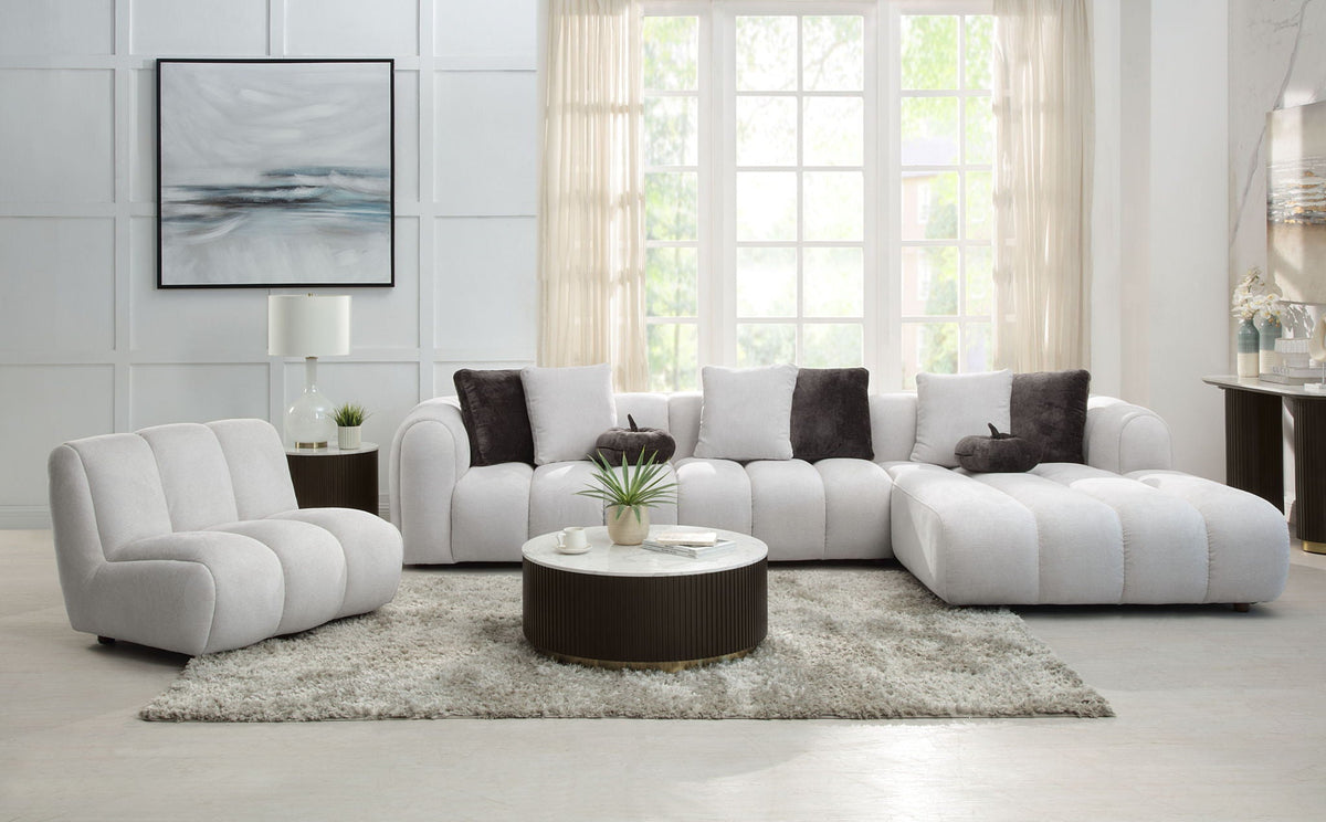 Manilla Sectional Sofa With Chair - Ivory White