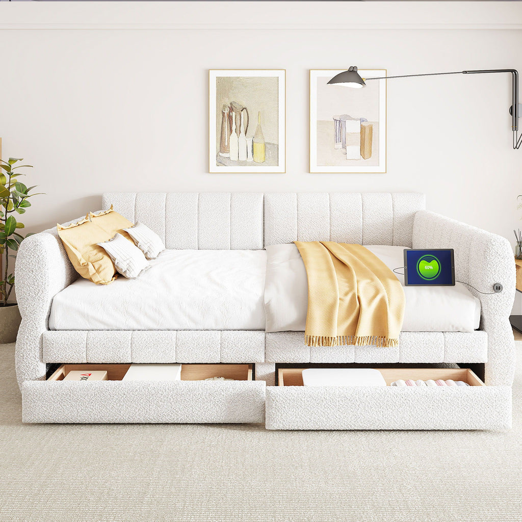 Upholstered Platform Bed With USB Charging