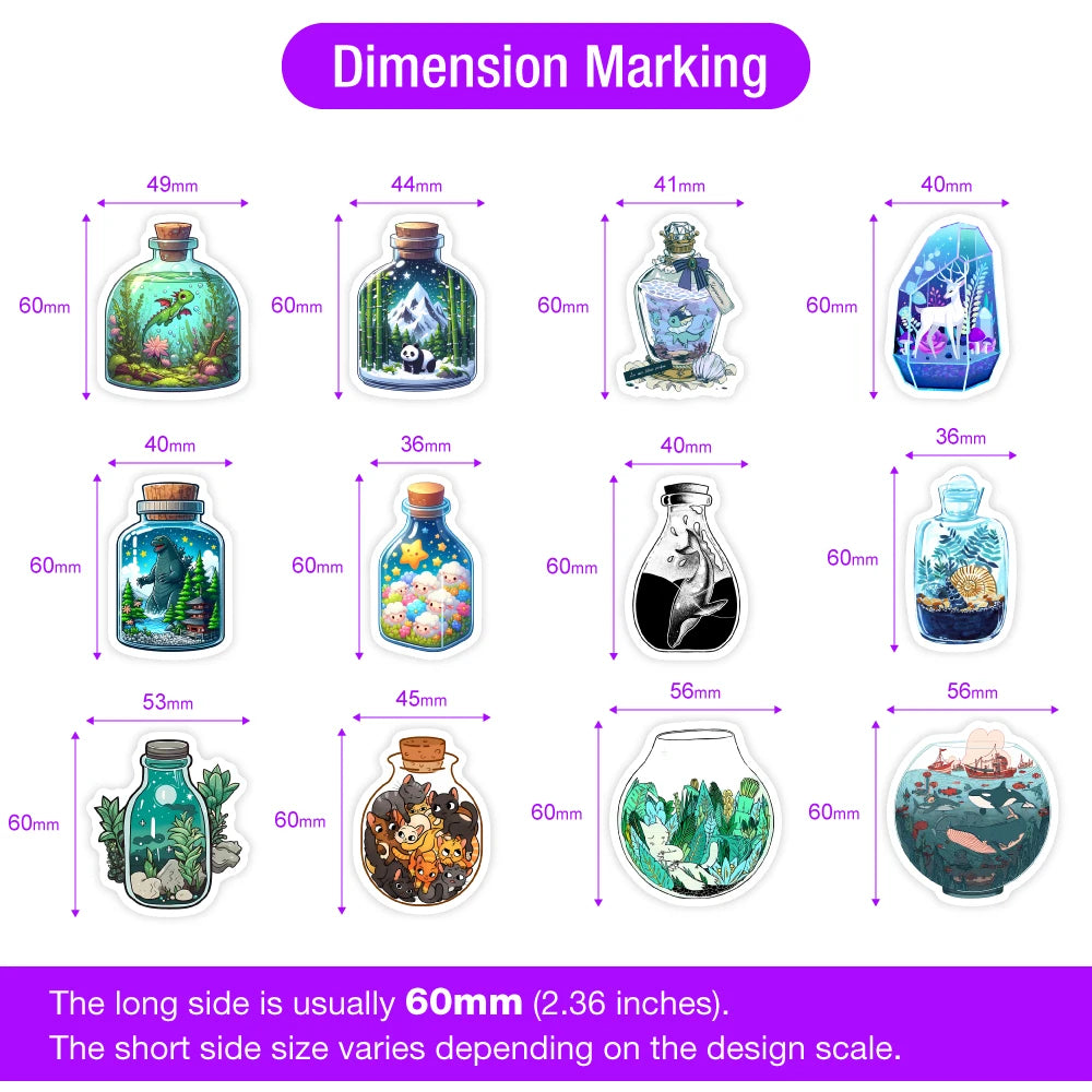 Bottle Microscopic Scenery Stickers Fantasy DIY Kids Toy Gift Decal for Phones Luggage Decorative Designs Laptops Waterproof