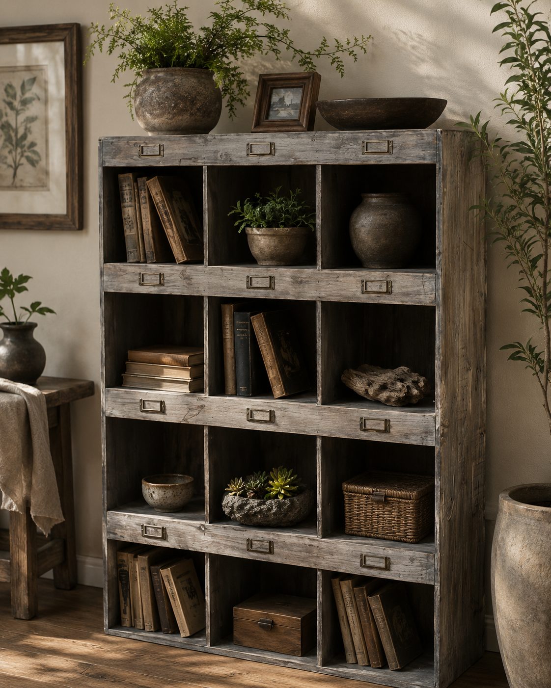 X-Large Rustic Recyced Pine Display Shelf