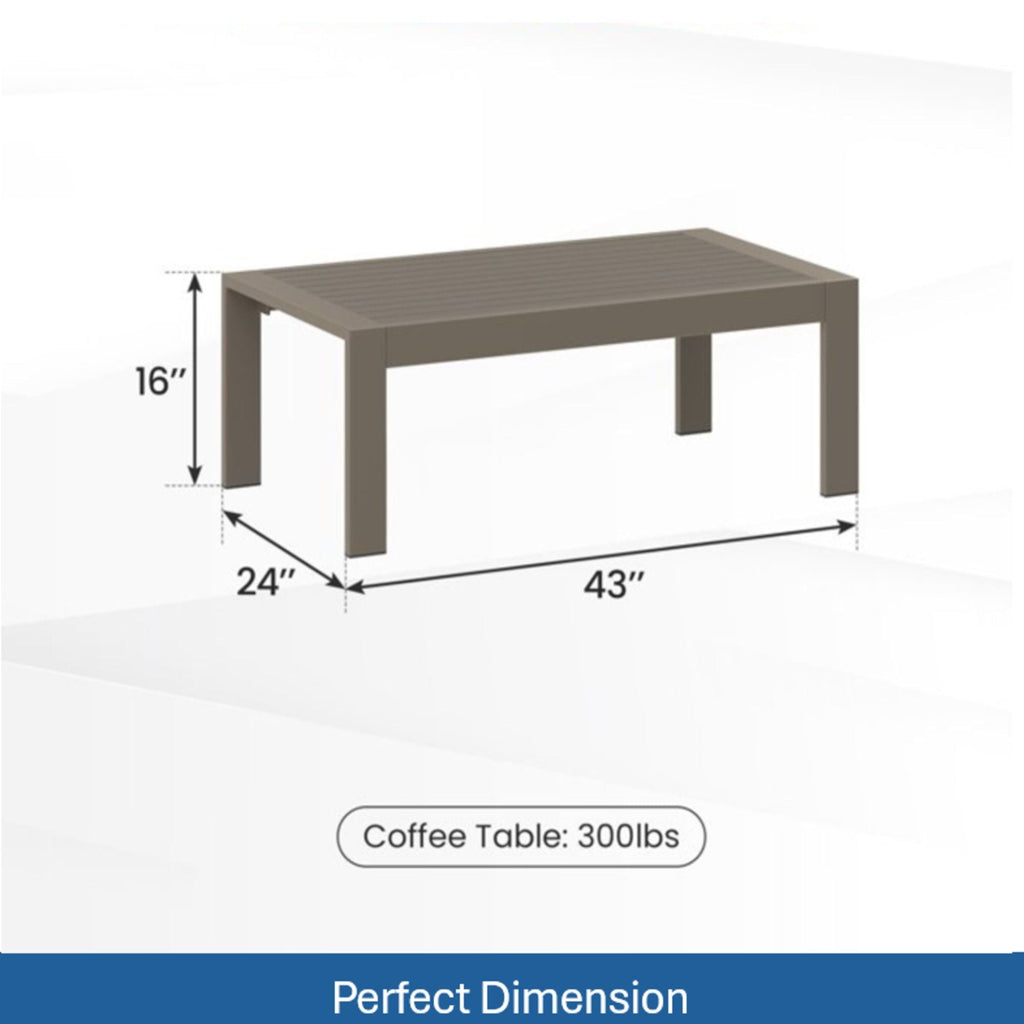 All-Weather Outdoor Coffee Table With Wood-Look Top