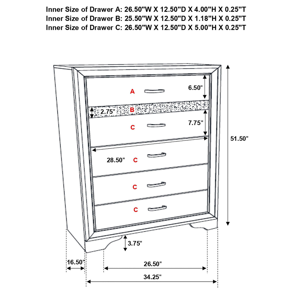 Annie - 6 Drawer Bedroom Chest