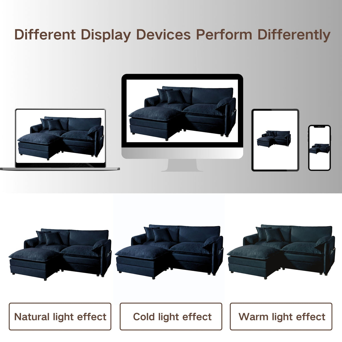 Modern Comfy Deep Seat Modular Sectional Sofa Cloud Couch With Ottoman