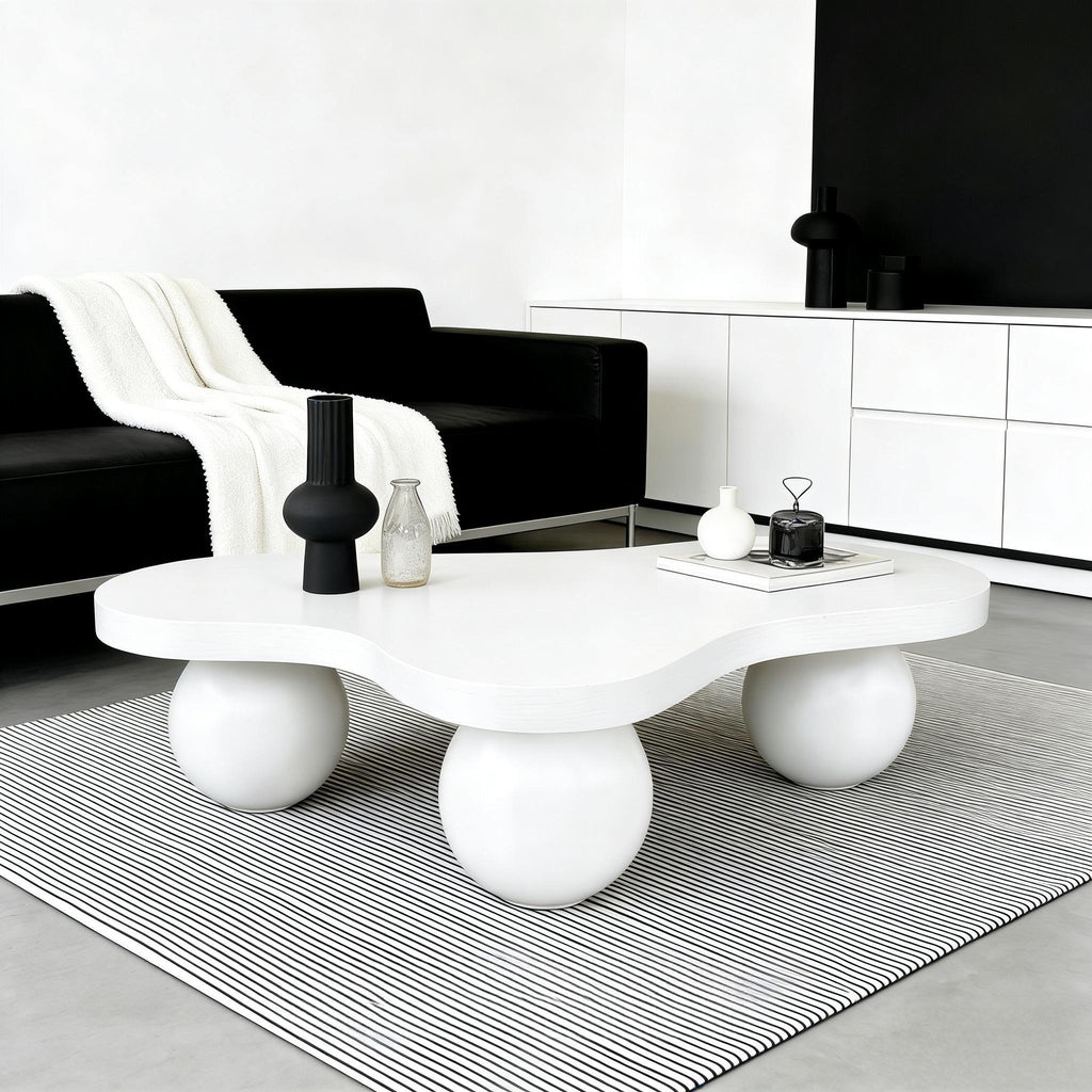 Cloud Shaped Coffee Table With 3 Ball Legs For Living Room