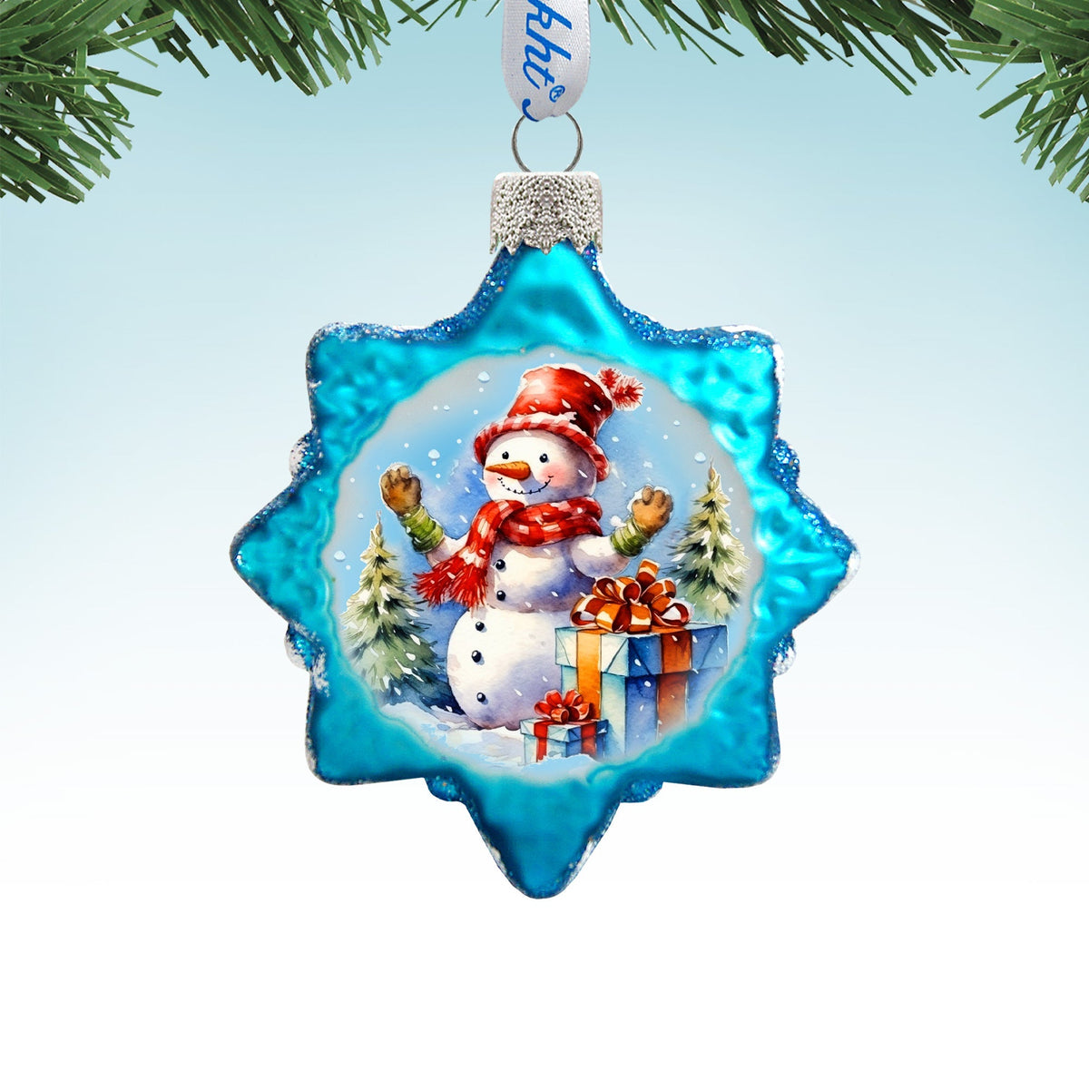 Snowman Gift Mercury Glass Ornaments by G. Debrekht - Christmas Santa Snowman Decor - 776021