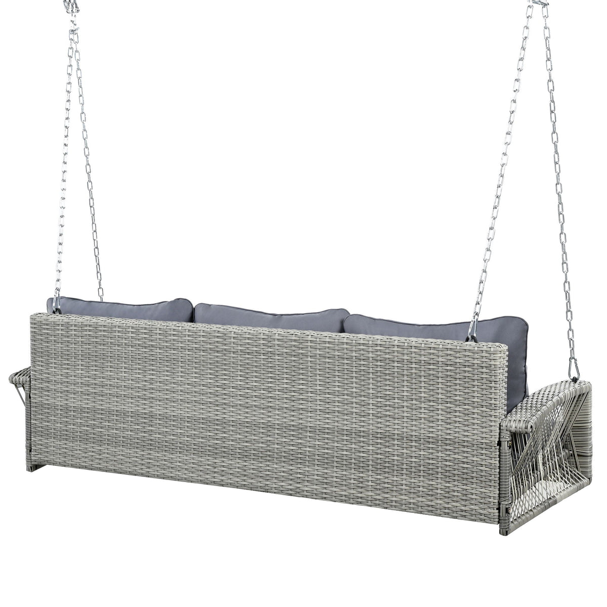 3 Person Large Patio Swing Bench With Cushions For Backyard