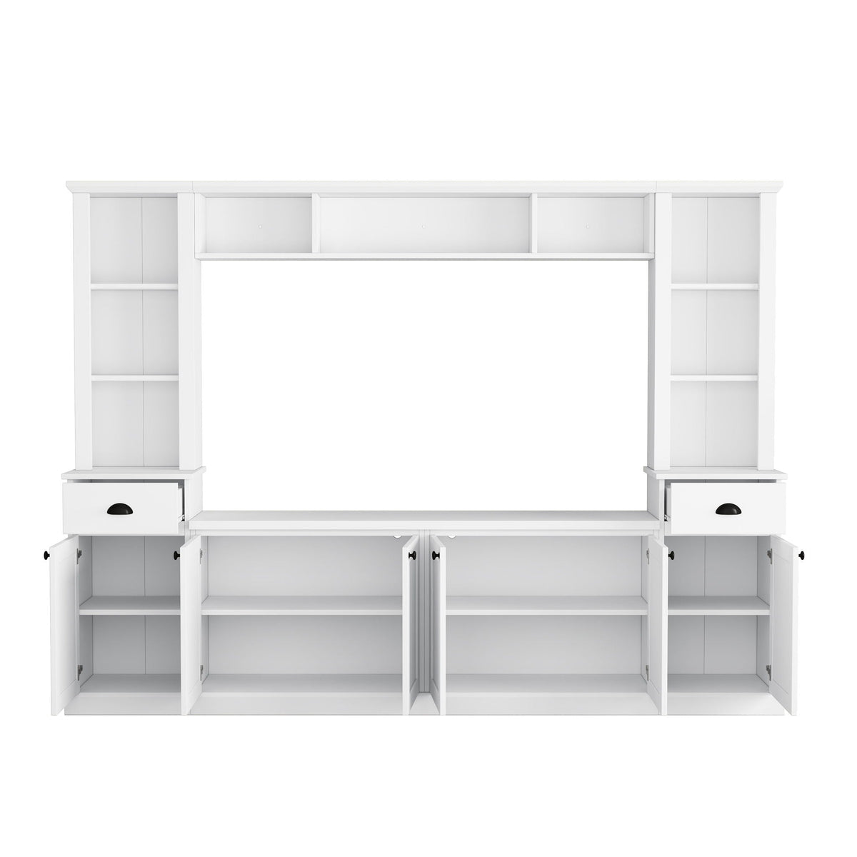 Minimalist Entertainment Wall Unit Set With Bridge For TVs Up To 75"