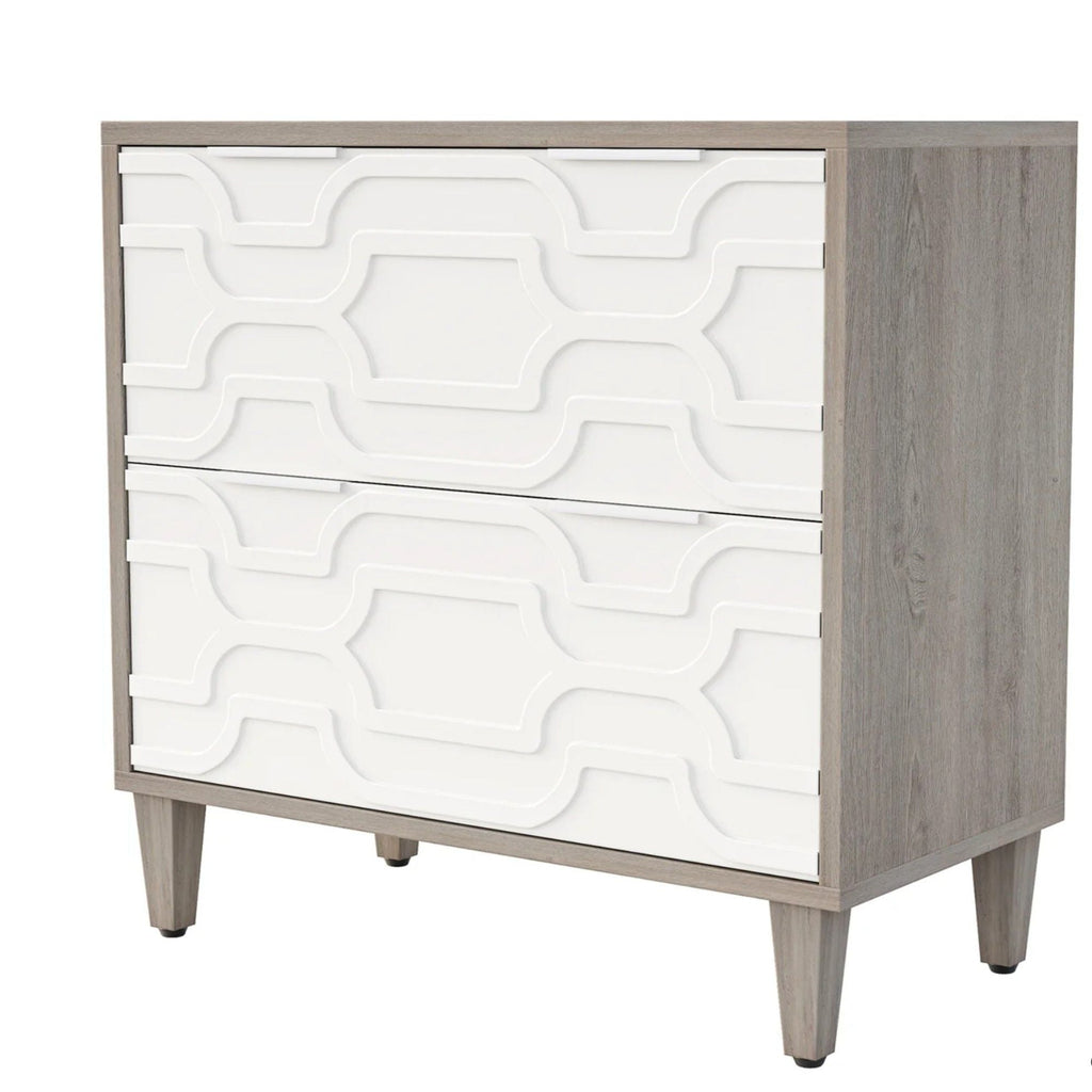 2 Drawer Lateral File Cabinet, Fits A4 / Letter / Legal - Gray / White