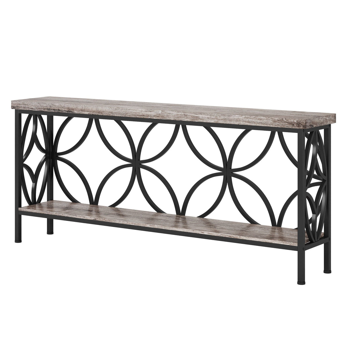 Extra Long Console Table With Open Storage Shelves