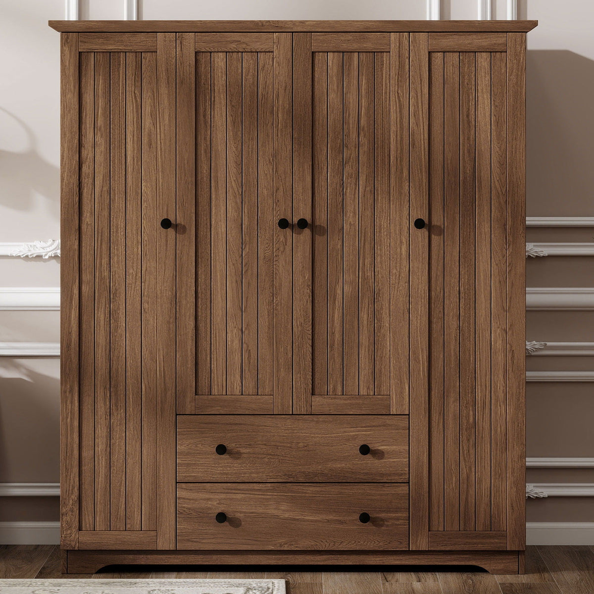 4 Door Wardrobe Armoire With 2 Drawers