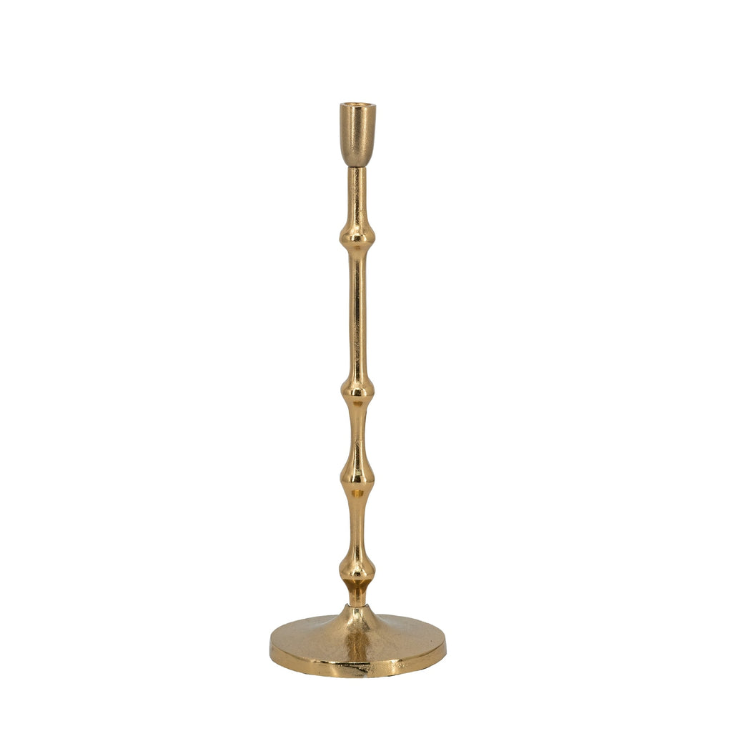 4.5x15.5' Slender Aluminum Taper Candle Holder with Bead Accents, Bronze