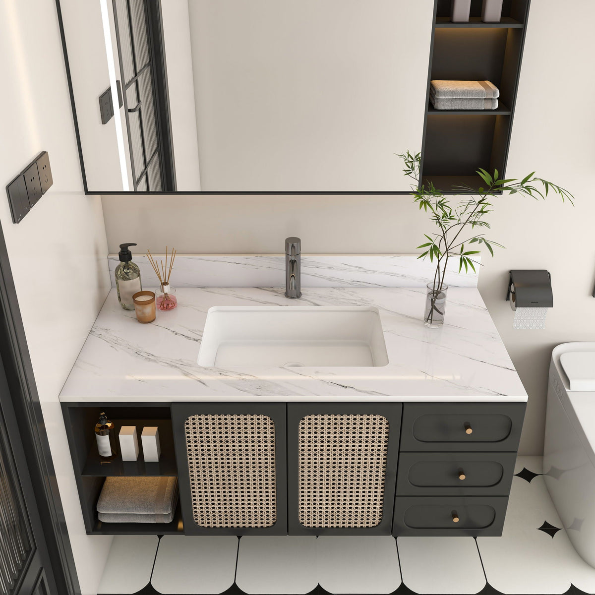 Bianco Carrara Venato Marble Vanity Top With Pre Drilled Faucet Hole And Undermount Sink