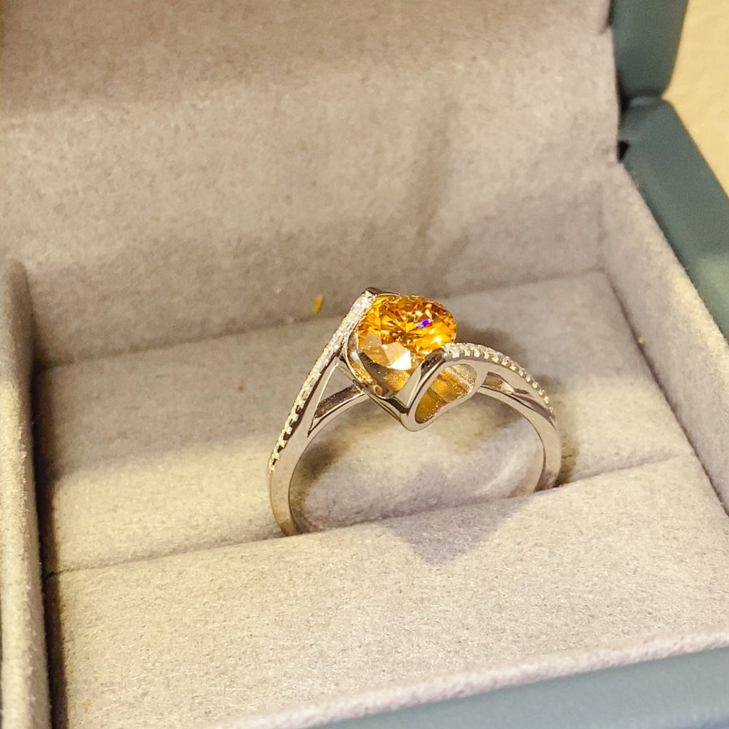 1 Carat Yellow Brilliant Round Cut Sparkala™ Pure Sterling Silver Ring