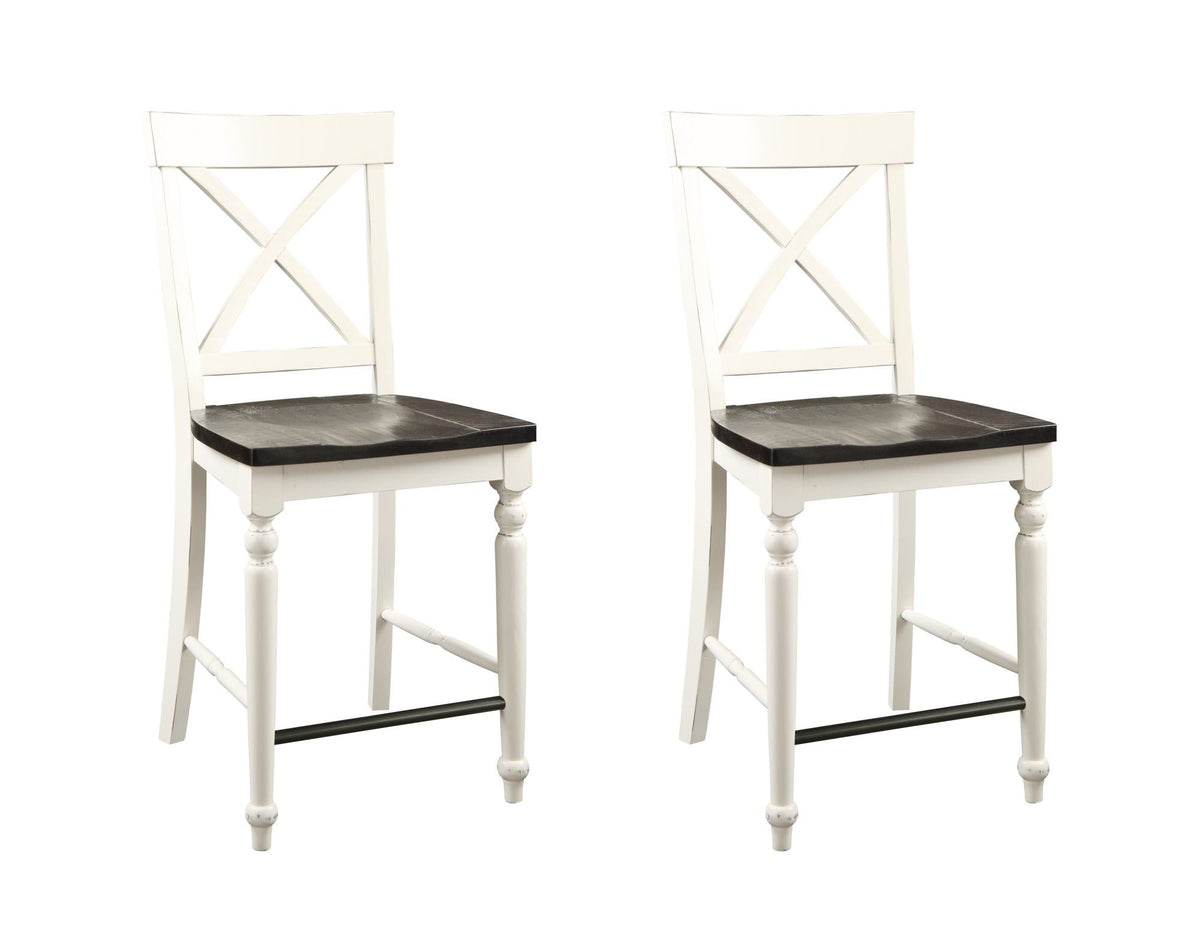 24" Tall Bar Stools (Set of 2) - Brown / White