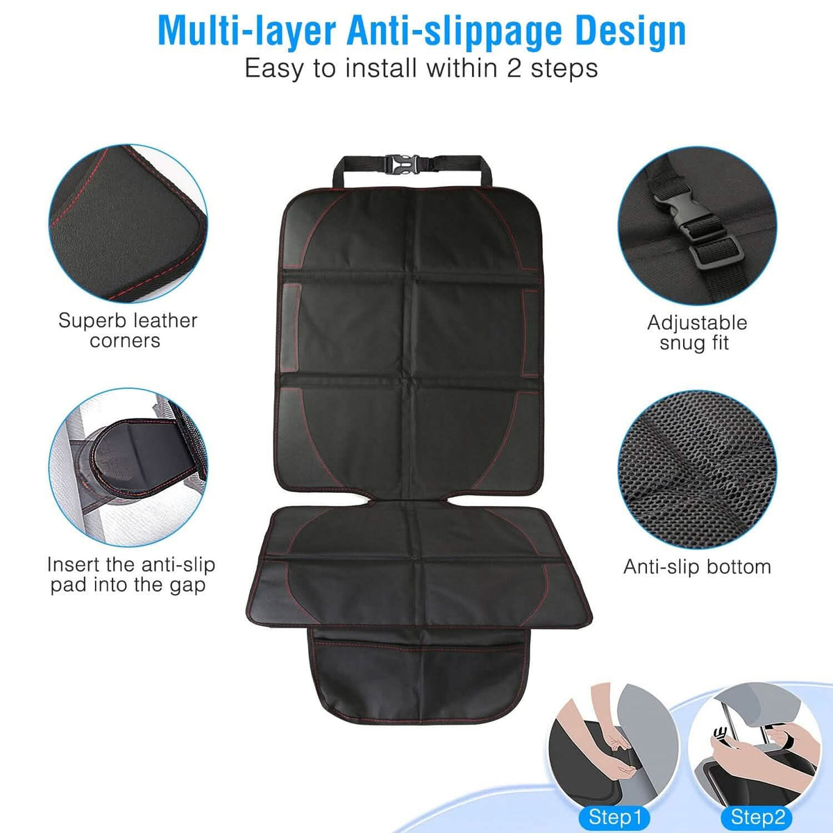 2-Pack: Car Seat Protector Cushion Mat Pad with Thick Padding