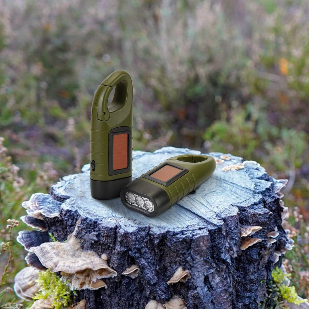 2-Pack: Hand Crank Solar Powered Flashlight