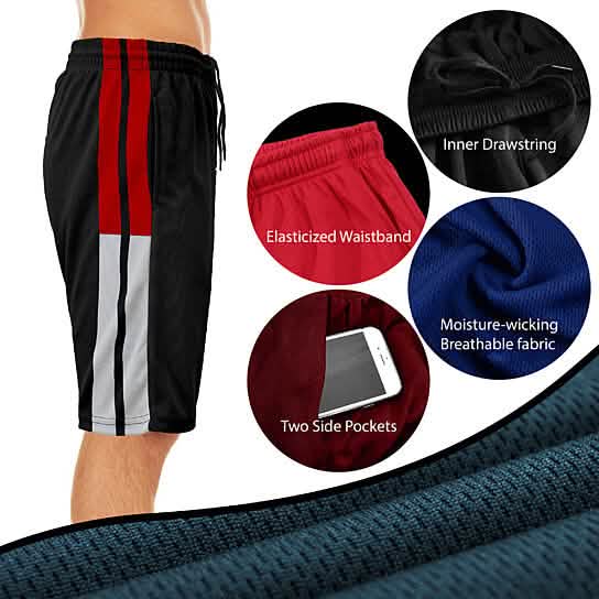 2-Pack: Men's Active Moisture-Wicking Mesh Performance Shorts