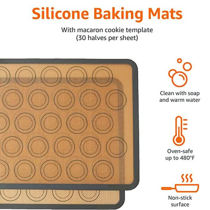 2-Pack: Silicone Nonstick Food Safe Macarons Baking Mat