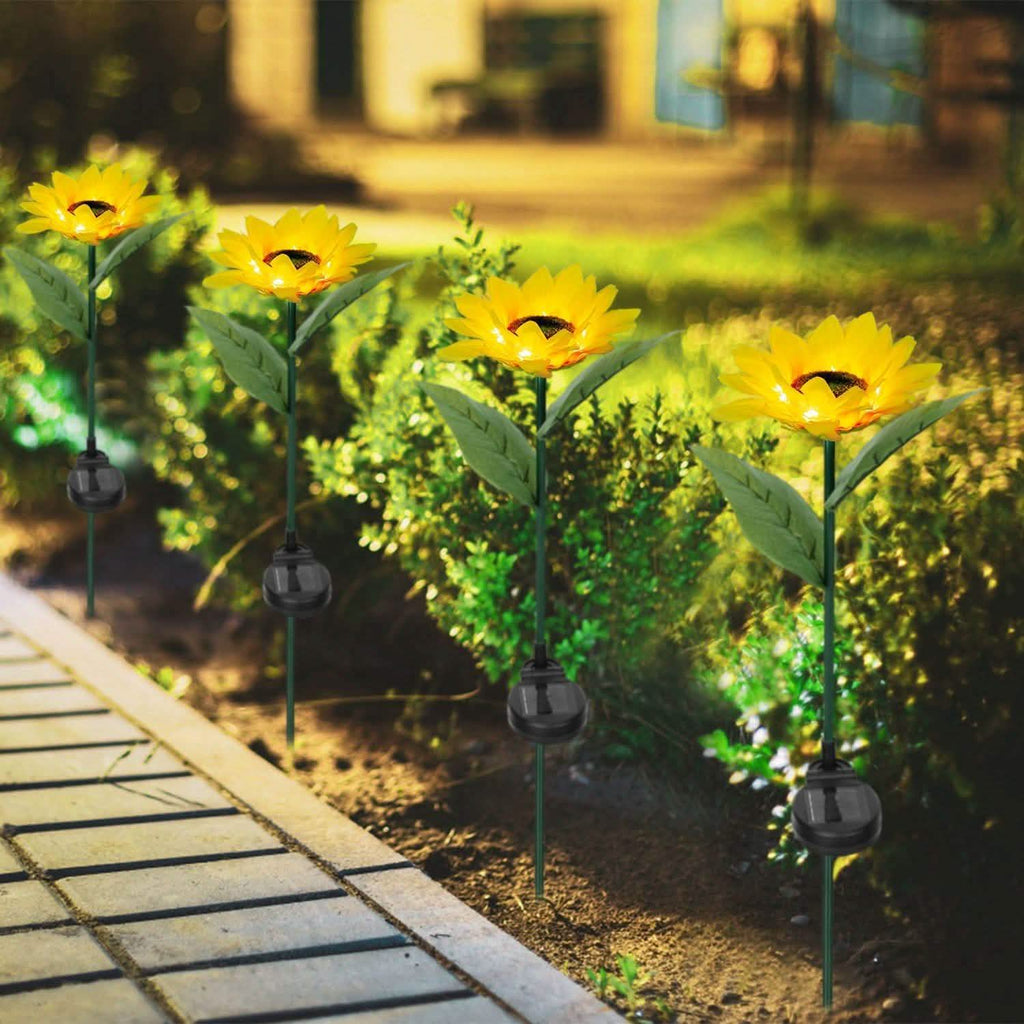 2-Pack: Solar Powered Sunflower Lights LED Decorative Stake Lamp