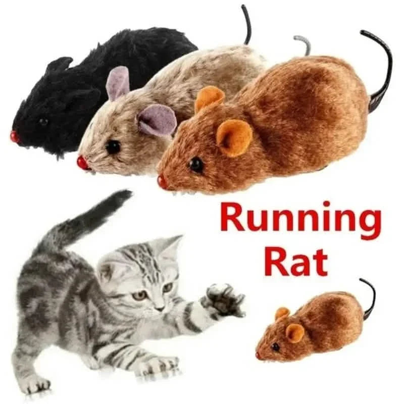 2-Pack: Wind Up Interactive Plush Mouse Toy