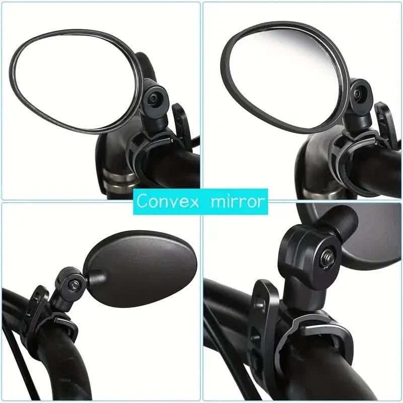2-Piece: 360° Adjustable Rotatable Handlebar Mirror - Wide Angle Bicycle Mirror