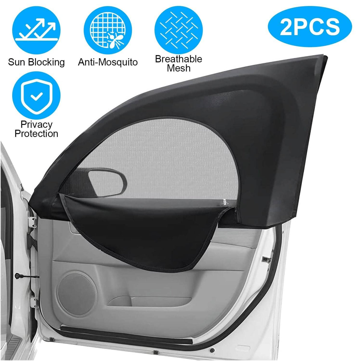 2-Piece: Car Side Window Screen Mesh Cover