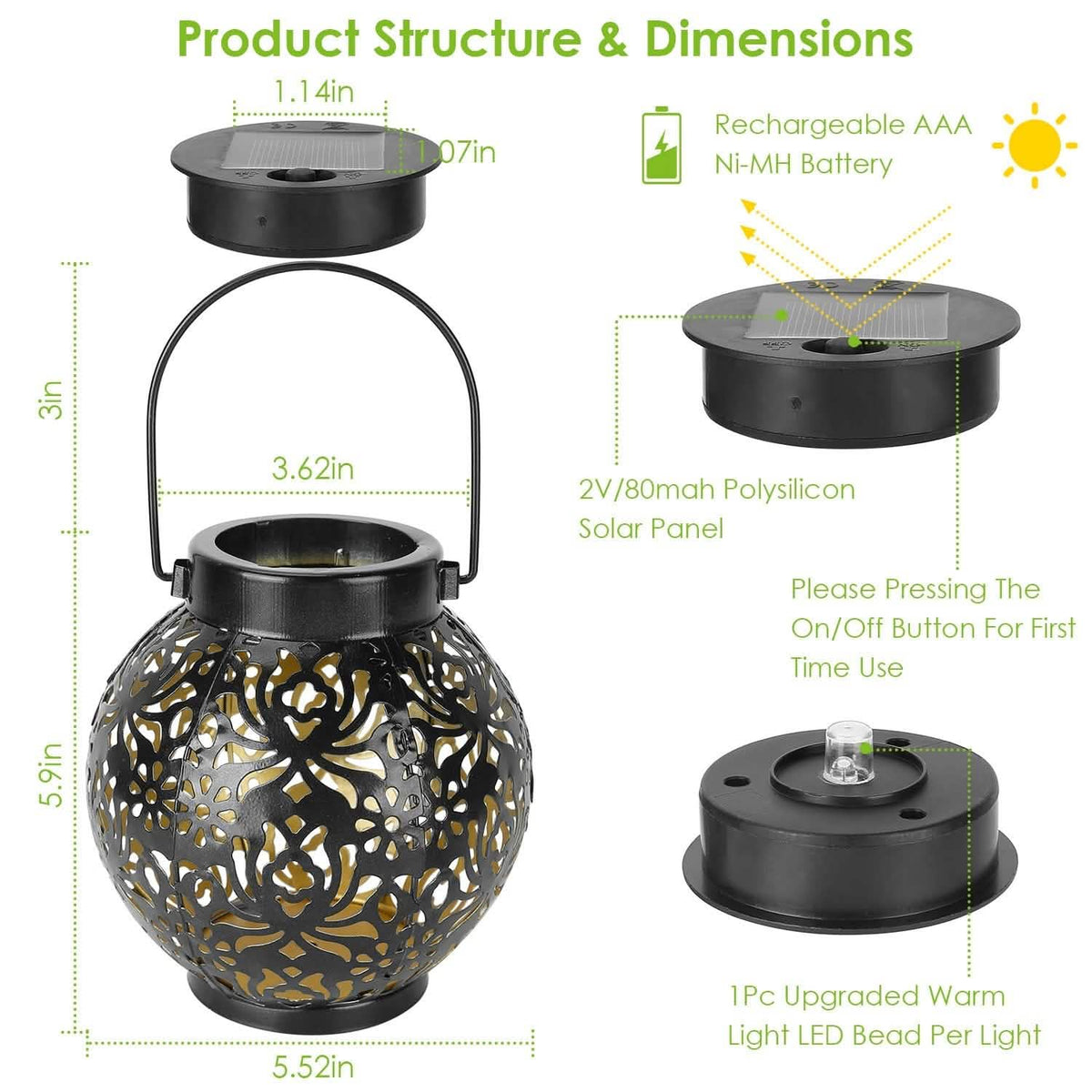 2-Piece: Solar Powered Hanging Lights
