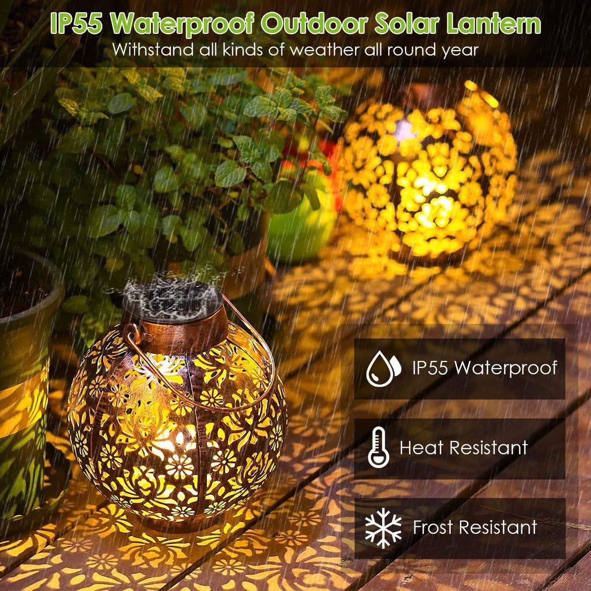 2-Piece: Solar Powered Hanging Lights